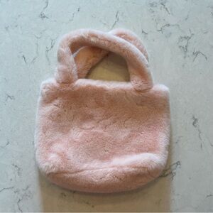 NWOT 🩷 Faux Fur Mini Tote Bag Purse in Light Pink Blush